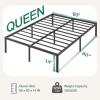 imageNovilla Queen Bed Frame 14 Inch Metal Platform Bed Frame Queen Size with Storage Space Under Bed Heavy Duty Steel Slat Support Easy Assembly No Box Spring NeededDark Black