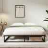 imageNovilla Queen Bed Frame Metal Platform Bed Frame NoiseFree Sturdy Metal Bed Frame Heavy Duty Wood SlatsWood Slats Support No Box Spring Needed Easy Assembly Dark BlackTwin