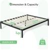 imageNovilla Queen Bed Frame Without Headboard Metal Platform Bed Frame Heavy Duty Wood Slat Support No Box Spring Needed Easy Assembly Dark Black