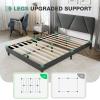 imageNovilla Queen Bed Frame with Headboard Bed Frame Queen Size with Upholstered Headboard Platform Bed No Box Spring Needed Easy Assembly Dark Grey