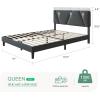 imageNovilla Queen Bed Frame with Headboard Bed Frame Queen Size with Upholstered Headboard Platform Bed No Box Spring Needed Easy Assembly Dark Grey