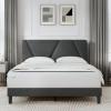 imageNovilla Queen Bed Frame with Headboard Bed Frame Queen Size with Upholstered Headboard Platform Bed No Box Spring Needed Easy Assembly Dark Grey