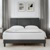 imageNovilla Queen Bed Frame with Headboard Linen Upholstered Bed Frame Queen Size No Box Spring Needed Heavy Duty Feet Easy Assembly Dark Grey
