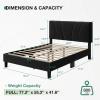 imageNovilla Queen Bed Frame with Headboard Linen Upholstered Bed Frame Queen Size with Wood Slats Support No Box Spring Needed Heavy Duty Feet Easy Assembly BeigeBlack Velvet