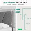 imageNovilla Queen Bed Frame with Headboard Linen Upholstered Bed Frame Queen Size with Wood Slats Support No Box Spring Needed Heavy Duty Feet Easy Assembly BeigeGrey