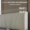 imageNovilla Queen Bed Frame with Headboard Linen Upholstered Bed Frame Queen Size with Wood Slats Support No Box Spring Needed Heavy Duty Feet Easy Assembly BeigeWhite Velvet