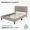 imageNovilla Queen Bed Frame with Headboard Linen Upholstered Bed Frame Queen Size with Wood Slats Support No Box Spring Needed Heavy Duty Feet Easy Assembly BeigeBeige