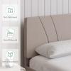 imageNovilla Queen Bed Frame with Headboard Linen Upholstered Bed Frame Queen Size with Wood Slats Support No Box Spring Needed Heavy Duty Feet Easy Assembly BeigeLight Beige
