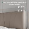 imageNovilla Queen Bed Frame with Headboard Linen Upholstered Bed Frame Queen Size with Wood Slats Support No Box Spring Needed Heavy Duty Feet Easy Assembly BeigeBeige