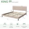 imageNovilla Queen Bed Frame with Headboard Linen Upholstered Bed Frame Queen Size with Wood Slats Support No Box Spring Needed Heavy Duty Feet Easy Assembly BeigeLight Beige