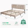 imageNovilla Queen Bed Frame with Headboard Linen Upholstered Bed Frame Queen Size with Wood Slats Support No Box Spring Needed Heavy Duty Feet Easy Assembly BeigeBeige