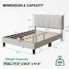 imageNovilla Queen Bed Frame with Headboard Linen Upholstered Bed Frame Queen Size with Wood Slats Support No Box Spring Needed Heavy Duty Feet Easy Assembly BeigeWhite Velvet