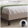imageNovilla Queen Bed Frame with Headboard Linen Upholstered Bed Frame Queen Size with Wood Slats Support No Box Spring Needed Heavy Duty Feet Easy Assembly BeigeLight Beige