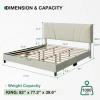imageNovilla Queen Bed Frame with Headboard Linen Upholstered Bed Frame Queen Size with Wood Slats Support No Box Spring Needed Heavy Duty Feet Easy Assembly BeigeWhite Velvet