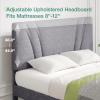 imageNovilla Queen Bed Frame with Headboard Linen Upholstered Bed Frame Queen Size with Wood Slats Support No Box Spring Needed Heavy Duty Feet Easy Assembly BeigeLight Grey