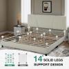 imageNovilla Queen Bed Frame with Headboard Linen Upholstered Bed Frame Queen Size with Wood Slats Support No Box Spring Needed Heavy Duty Feet Easy Assembly BeigeWhite Velvet