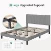 imageNovilla Queen Bed Frame with Headboard Linen Upholstered Bed Frame Queen Size with Wood Slats Support No Box Spring Needed Heavy Duty Feet Easy Assembly BeigeGrey
