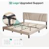 imageNovilla Queen Bed Frame with Headboard Linen Upholstered Bed Frame Queen Size with Wood Slats Support No Box Spring Needed Heavy Duty Feet Easy Assembly BeigeBeige