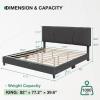 imageNovilla Queen Bed Frame with Headboard Linen Upholstered Bed Frame Queen Size with Wood Slats Support No Box Spring Needed Heavy Duty Feet Easy Assembly BeigeDark Grey