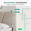 imageNovilla Queen Bed Frame with Headboard Linen Upholstered Bed Frame Queen Size with Wood Slats Support No Box Spring Needed Heavy Duty Feet Easy Assembly BeigeBeige