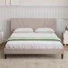 imageNovilla Queen Bed Frame with Headboard Linen Upholstered Bed Frame Queen Size with Wood Slats Support No Box Spring Needed Heavy Duty Feet Easy Assembly BeigeBeige
