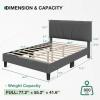 imageNovilla Queen Bed Frame with Headboard Linen Upholstered Bed Frame Queen Size with Wood Slats Support No Box Spring Needed Heavy Duty Feet Easy Assembly BeigeGrey