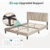 imageNovilla Queen Bed Frame with Headboard Linen Upholstered Bed Frame Queen Size with Wood Slats Support No Box Spring Needed Heavy Duty Feet Easy Assembly BeigeBeige