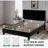 imageNovilla Queen Bed Frame with Headboard Linen Upholstered Bed Frame Queen Size with Wood Slats Support No Box Spring Needed Heavy Duty Feet Easy Assembly BeigeBlack Velvet