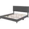imageNovilla Queen Bed Frame with Headboard Linen Upholstered Bed Frame Queen Size with Wood Slats Support No Box Spring Needed Heavy Duty Feet Easy Assembly BeigeGrey