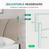 imageNovilla Queen Bed Frame with Headboard Linen Upholstered Bed Frame Queen Size with Wood Slats Support No Box Spring Needed Heavy Duty Feet Easy Assembly BeigeBeige