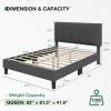 imageNovilla Queen Bed Frame with Headboard Linen Upholstered Bed Frame Queen Size with Wood Slats Support No Box Spring Needed Heavy Duty Feet Easy Assembly BeigeGrey