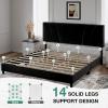 imageNovilla Queen Bed Frame with Headboard Linen Upholstered Bed Frame Queen Size with Wood Slats Support No Box Spring Needed Heavy Duty Feet Easy Assembly BeigeBlack Velvet