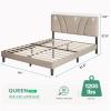 imageNovilla Queen Bed Frame with Headboard Linen Upholstered Bed Frame Queen Size with Wood Slats Support No Box Spring Needed Heavy Duty Feet Easy Assembly BeigeBeige