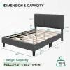 imageNovilla Queen Bed Frame with Headboard Linen Upholstered Bed Frame Queen Size with Wood Slats Support No Box Spring Needed Heavy Duty Feet Easy Assembly BeigeDark Grey