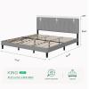 imageNovilla Queen Bed Frame with Headboard Linen Upholstered Bed Frame Queen Size with Wood Slats Support No Box Spring Needed Heavy Duty Feet Easy Assembly BeigeGrey