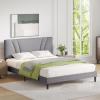 imageNovilla Queen Bed Frame with Headboard Linen Upholstered Bed Frame Queen Size with Wood Slats Support No Box Spring Needed Heavy Duty Feet Easy Assembly BeigeLight Grey