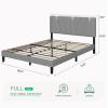 imageNovilla Queen Bed Frame with Headboard Linen Upholstered Bed Frame Queen Size with Wood Slats Support No Box Spring Needed Heavy Duty Feet Easy Assembly BeigeGrey