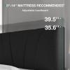 imageNovilla Queen Bed Frame with Headboard Linen Upholstered Bed Frame Queen Size with Wood Slats Support No Box Spring Needed Heavy Duty Feet Easy Assembly BeigeDark Grey