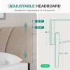 imageNovilla Queen Bed Frame with Headboard Linen Upholstered Bed Frame Queen Size with Wood Slats Support No Box Spring Needed Heavy Duty Feet Easy Assembly BeigeBeige