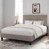 imageNovilla Queen Bed Frame with Headboard Linen Upholstered Bed Frame Queen Size with Wood Slats Support No Box Spring Needed Heavy Duty Feet Easy Assembly BeigeBeige