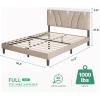 imageNovilla Queen Bed Frame with Headboard Linen Upholstered Bed Frame Queen Size with Wood Slats Support No Box Spring Needed Heavy Duty Feet Easy Assembly BeigeBeige