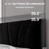 imageNovilla Queen Bed Frame with Headboard Linen Upholstered Bed Frame Queen Size with Wood Slats Support No Box Spring Needed Heavy Duty Feet Easy Assembly BeigeBlack Velvet