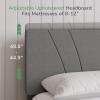 imageNovilla Queen Bed Frame with Headboard Linen Upholstered Bed Frame Queen Size with Wood Slats Support No Box Spring Needed Heavy Duty Feet Easy Assembly BeigeLight Grey