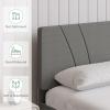 imageNovilla Queen Bed Frame with Headboard Linen Upholstered Bed Frame Queen Size with Wood Slats Support No Box Spring Needed Heavy Duty Feet Easy Assembly BeigeLight Grey