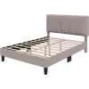 imageNovilla Queen Bed Frame with Headboard Linen Upholstered Bed Frame Queen Size with Wood Slats Support No Box Spring Needed Heavy Duty Feet Easy Assembly BeigeBeige
