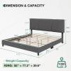 imageNovilla Queen Bed Frame with Headboard Linen Upholstered Bed Frame Queen Size with Wood Slats Support No Box Spring Needed Heavy Duty Feet Easy Assembly BeigeGrey