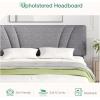 imageNovilla Queen Bed Frame with Headboard Linen Upholstered Bed Frame Queen Size with Wood Slats Support No Box Spring Needed Heavy Duty Feet Easy Assembly BeigeLight Grey