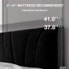 imageNovilla Queen Bed Frame with Headboard Linen Upholstered Bed Frame Queen Size with Wood Slats Support No Box Spring Needed Heavy Duty Feet Easy Assembly BeigeBlack Velvet