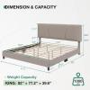 imageNovilla Queen Bed Frame with Headboard Linen Upholstered Bed Frame Queen Size with Wood Slats Support No Box Spring Needed Heavy Duty Feet Easy Assembly BeigeBeige