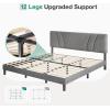 imageNovilla Queen Bed Frame with Headboard Linen Upholstered Bed Frame Queen Size with Wood Slats Support No Box Spring Needed Heavy Duty Feet Easy Assembly BeigeGrey